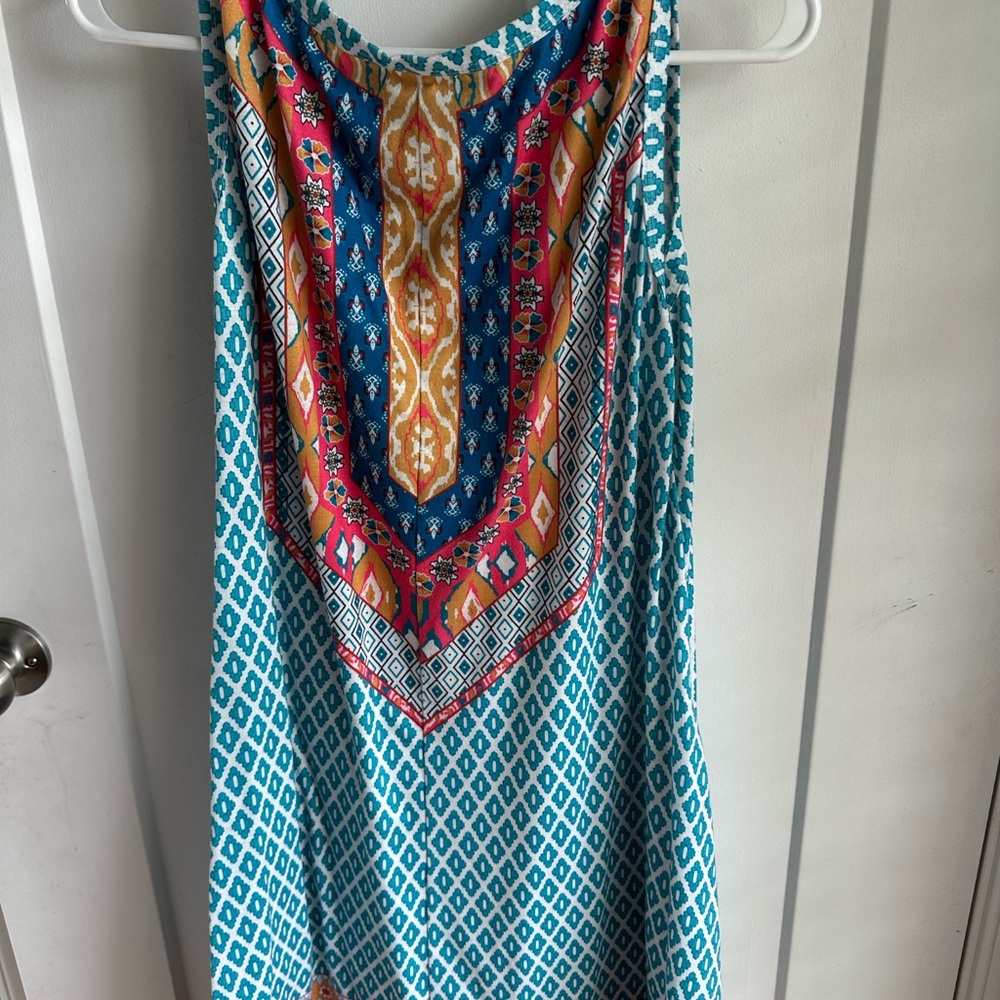 Amazon Women's Mini Dress - Blue, Orange, Pink Pattern